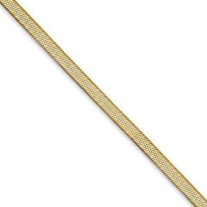 3mm, 14k Yellow Gold, Solid Herringbone Chain Necklace, 18 Inch